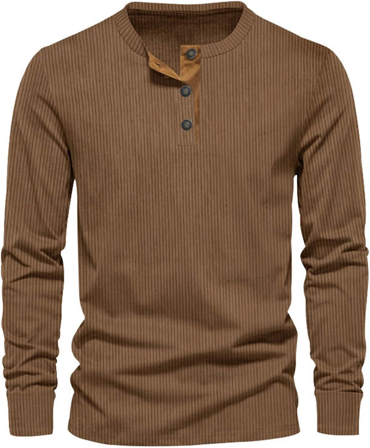 T-Shirt Homme à Manches Longues Côtelé, coloris Brun