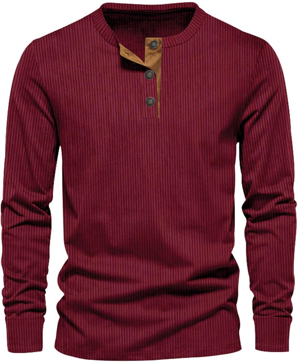 T-Shirt Homme à Manches Longues Côtelé, coloris Vin rouge