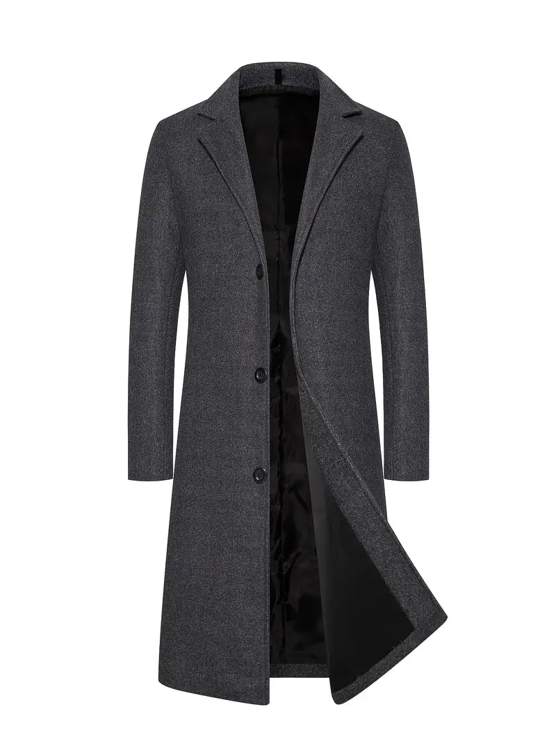 Manteau Long à Simple Boutonnage pour Homme, coloris Gris foncé
