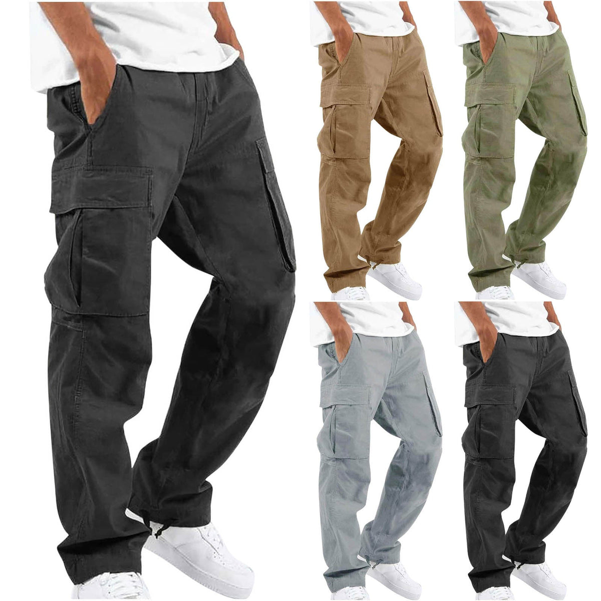 Pantalon Cargo Homme Coupe Ample à Jambes Larges, vue 2