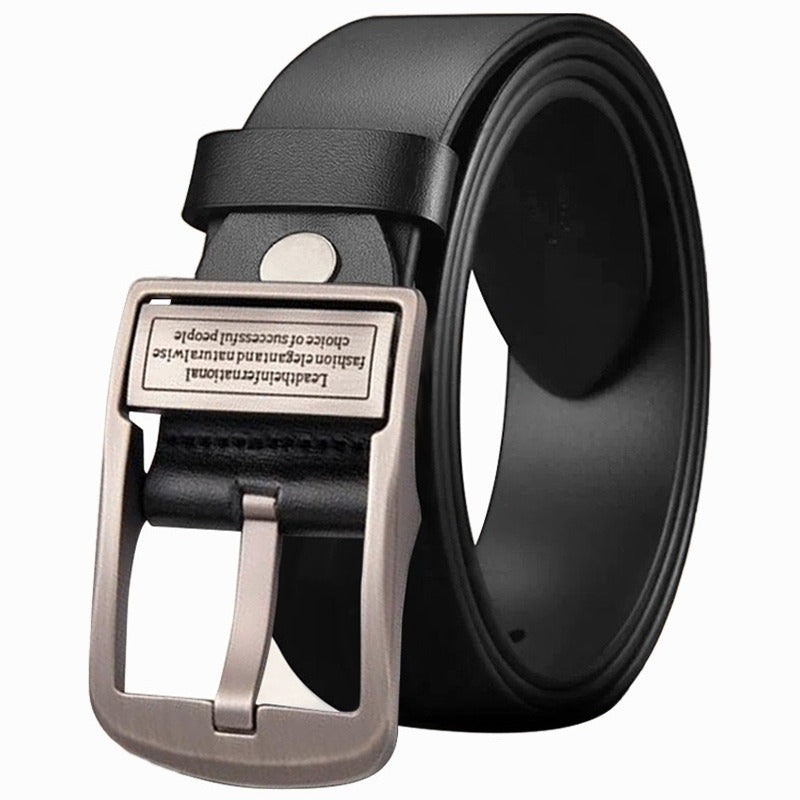 Ceinture en denim décontractée et business pour homme, variante Ceinture noire à boucle argentée X