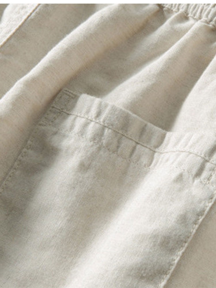 Ensemble Chemise Pantalon Été Décontracté en Lin Homme, vue 9