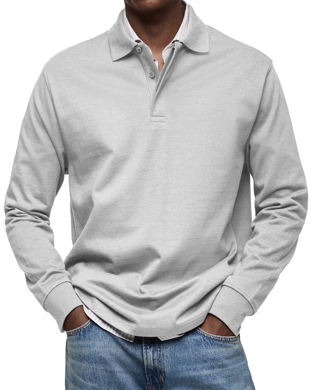 Chemise Polo à Manches Longues Décontractée pour Homme, coloris Blanc