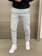 Pantalon Jogger Cargo Homme Ajusté, coloris Gris clair
