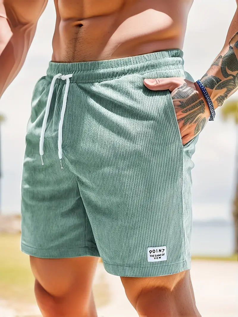 Short de bain homme à cordon, coloris Cyan