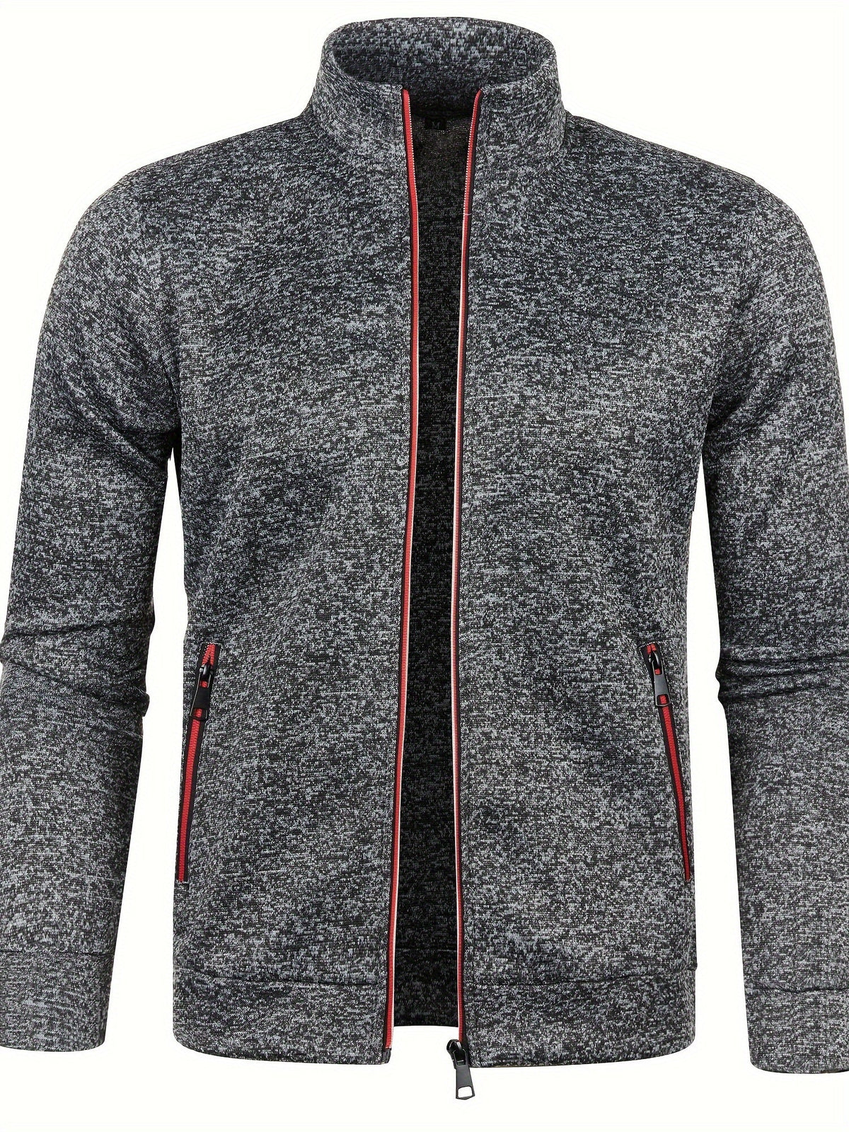 Cardigan en maille zippé, coloris Gris foncé