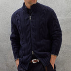 Pull en maille torsadée pour homme, coloris Bleu marine, vue principale