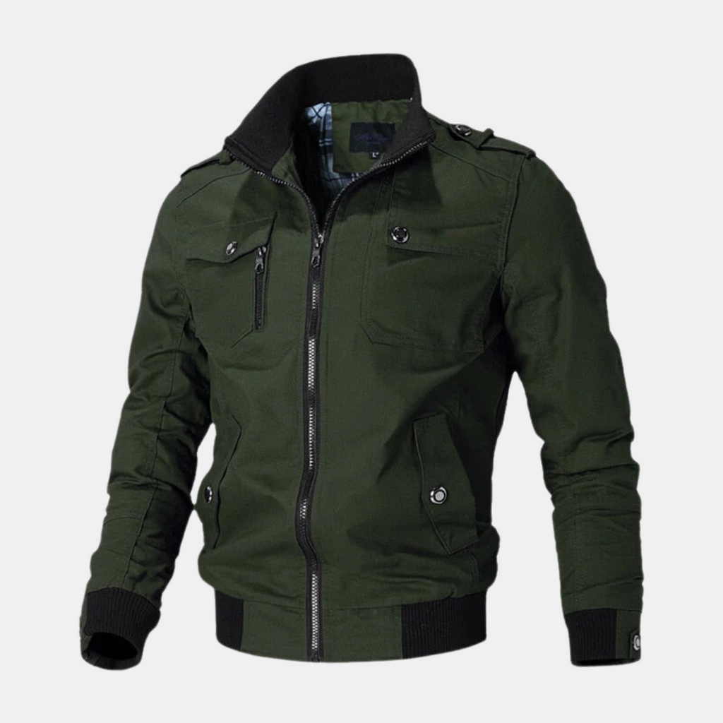 Blouson bombardier pour hommes, coloris Vert militaire