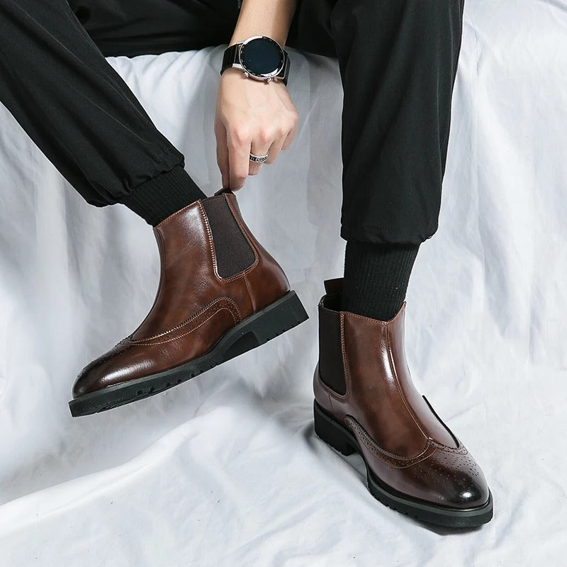 Bottes Chelsea homme perforées, coloris Marron