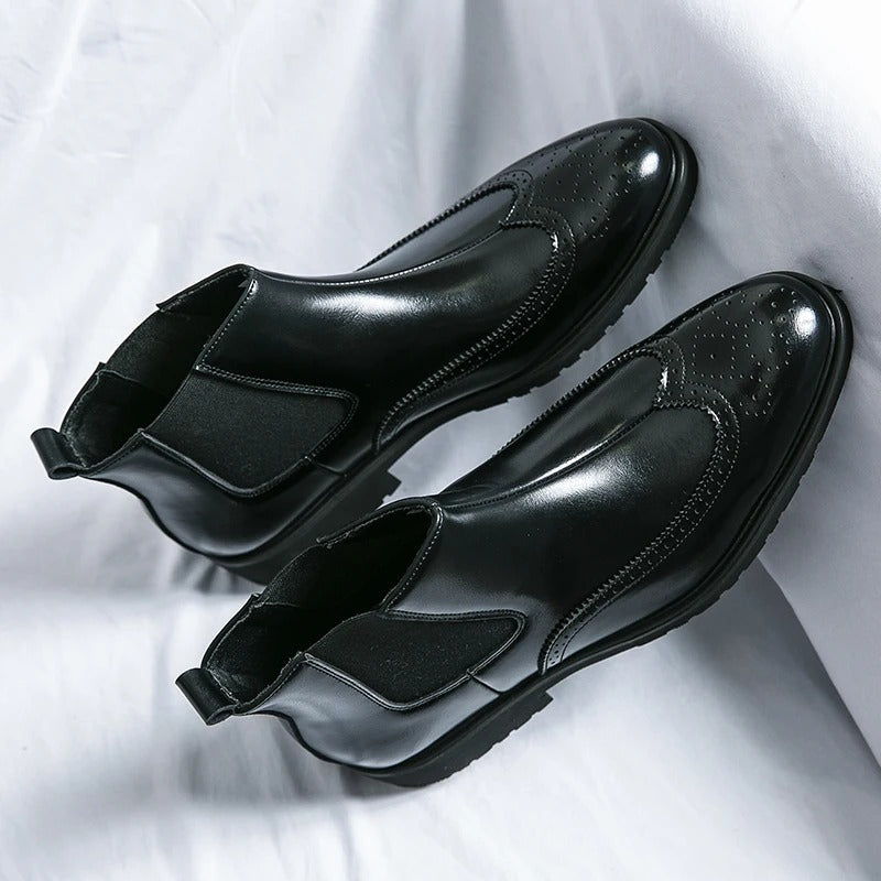 Bottes Chelsea homme perforées, coloris Noir