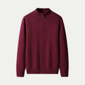 Hommes Cardigan zippé en coton, coloris Bourgogne