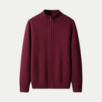 Hommes Cardigan zippé en coton, coloris Bourgogne