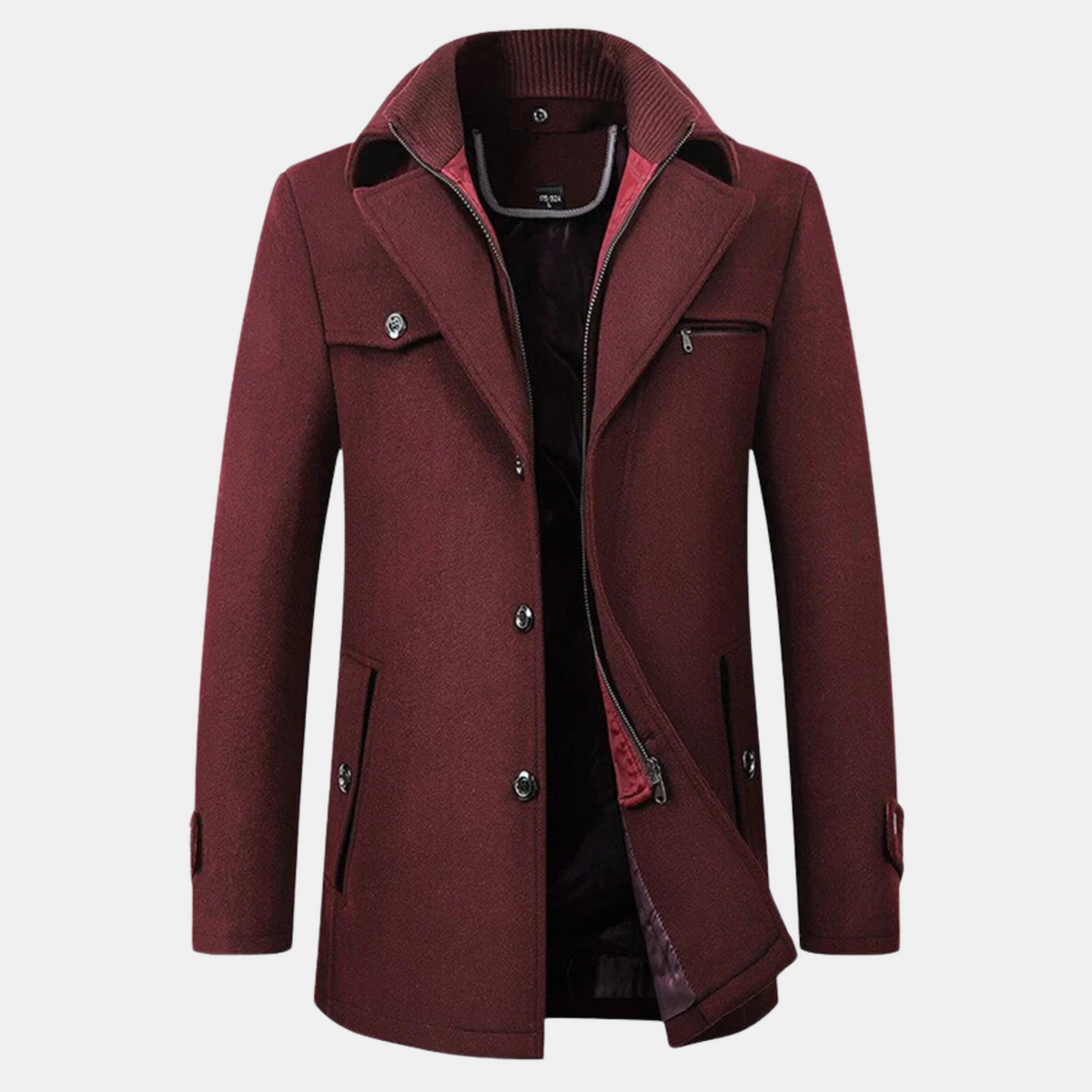 Veste d'hiver et pour hommes, coloris Bourgogne