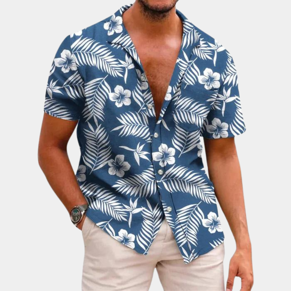 Chemise à Manches Courtes pour Homme, coloris Bleu