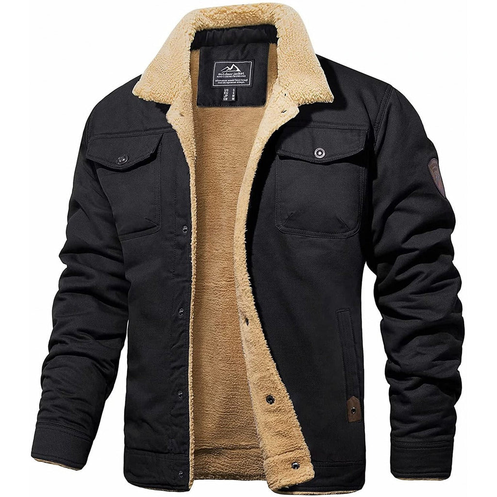 Veste Cargo Homme Doublée Sherpa, coloris Noir
