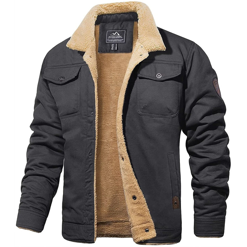Veste Cargo Homme Doublée Sherpa, coloris Gris foncé