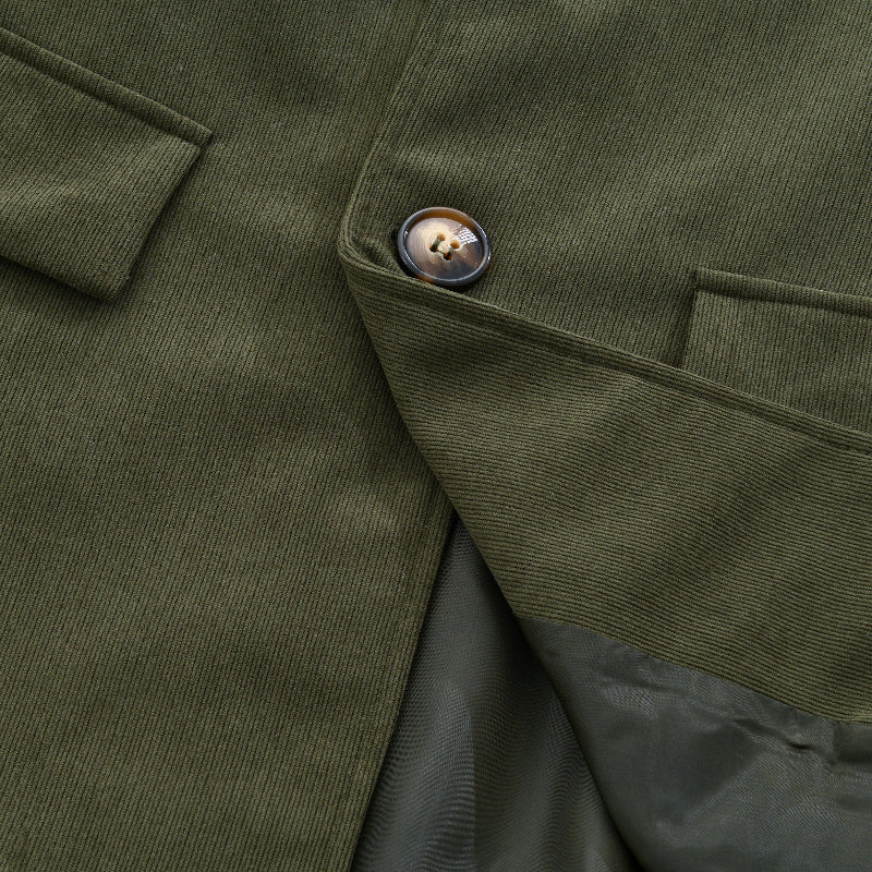 Manteau court ajusté en velours côtelé à col montant pour homme, vue 4