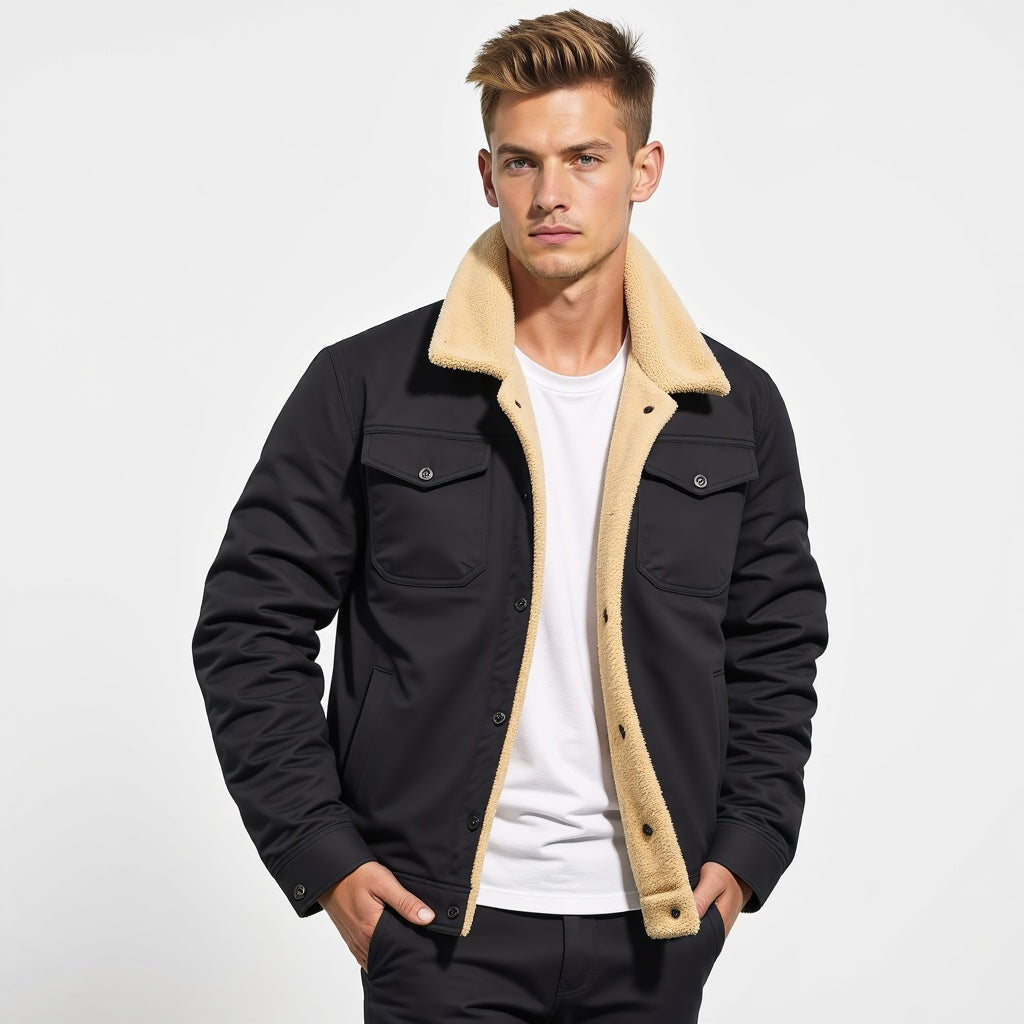 Veste Cargo Homme Doublée Sherpa, vue 3