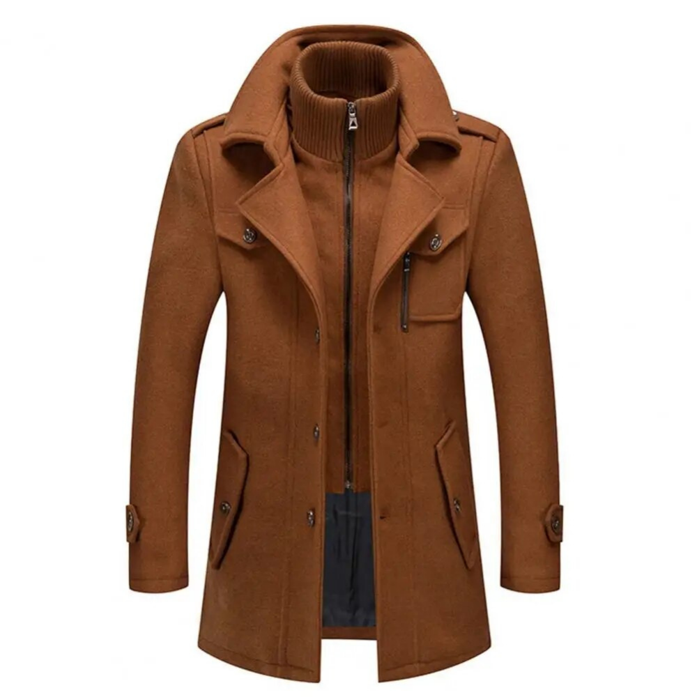 Manteau pour Homme en Mélange de Laine à Double Col, coloris Brun