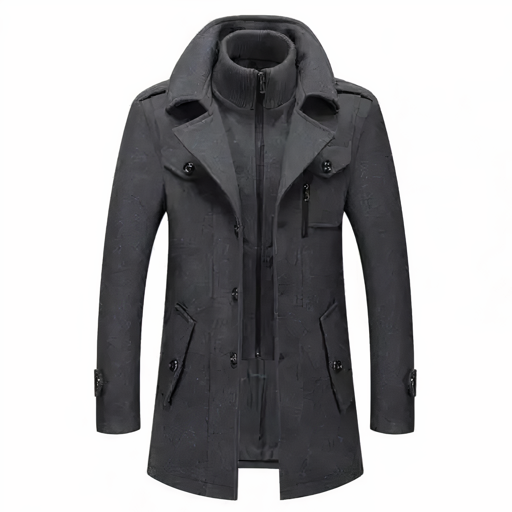 Manteau pour Homme en Mélange de Laine à Double Col, coloris Gris