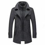Manteau pour Homme en Mélange de Laine à Double Col, coloris Gris