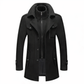 Manteau pour Homme en Mélange de Laine à Double Col, coloris Noir