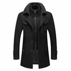 Manteau pour Homme en Mélange de Laine à Double Col, coloris Noir