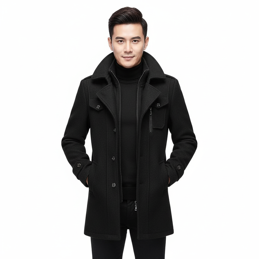 Manteau en Laine Double Couche pour Homme, vue 2
