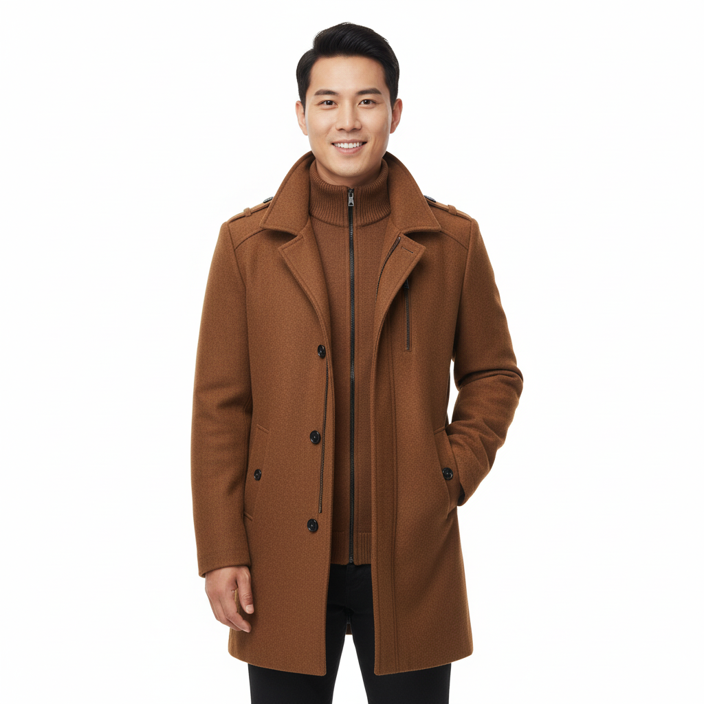 Manteau en Laine Double Couche pour Homme, vue 4