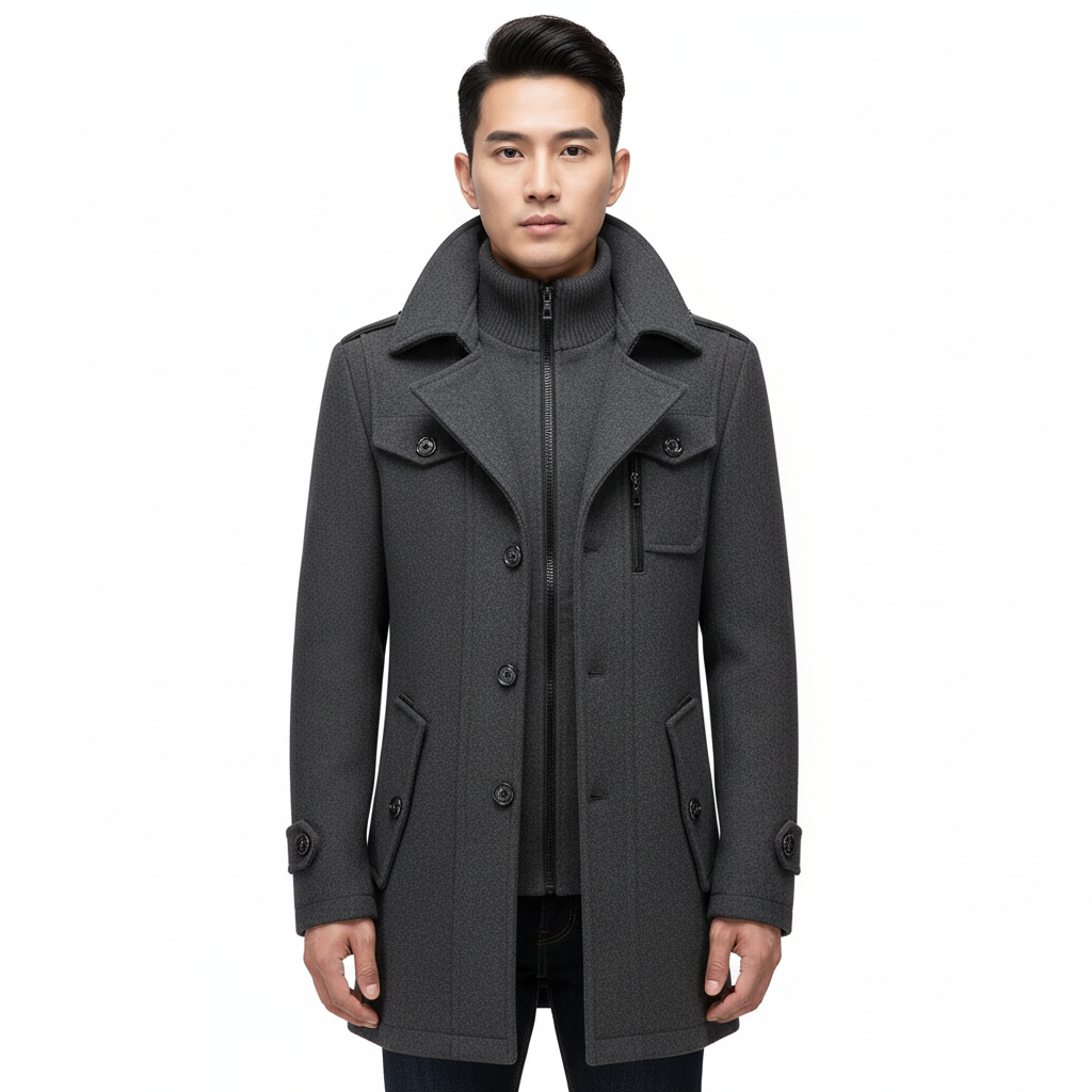 Manteau en Laine Double Couche pour Homme, vue 6