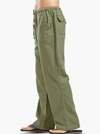 Pantalon Homme Coton-Lin à Cordon, coloris Mousse