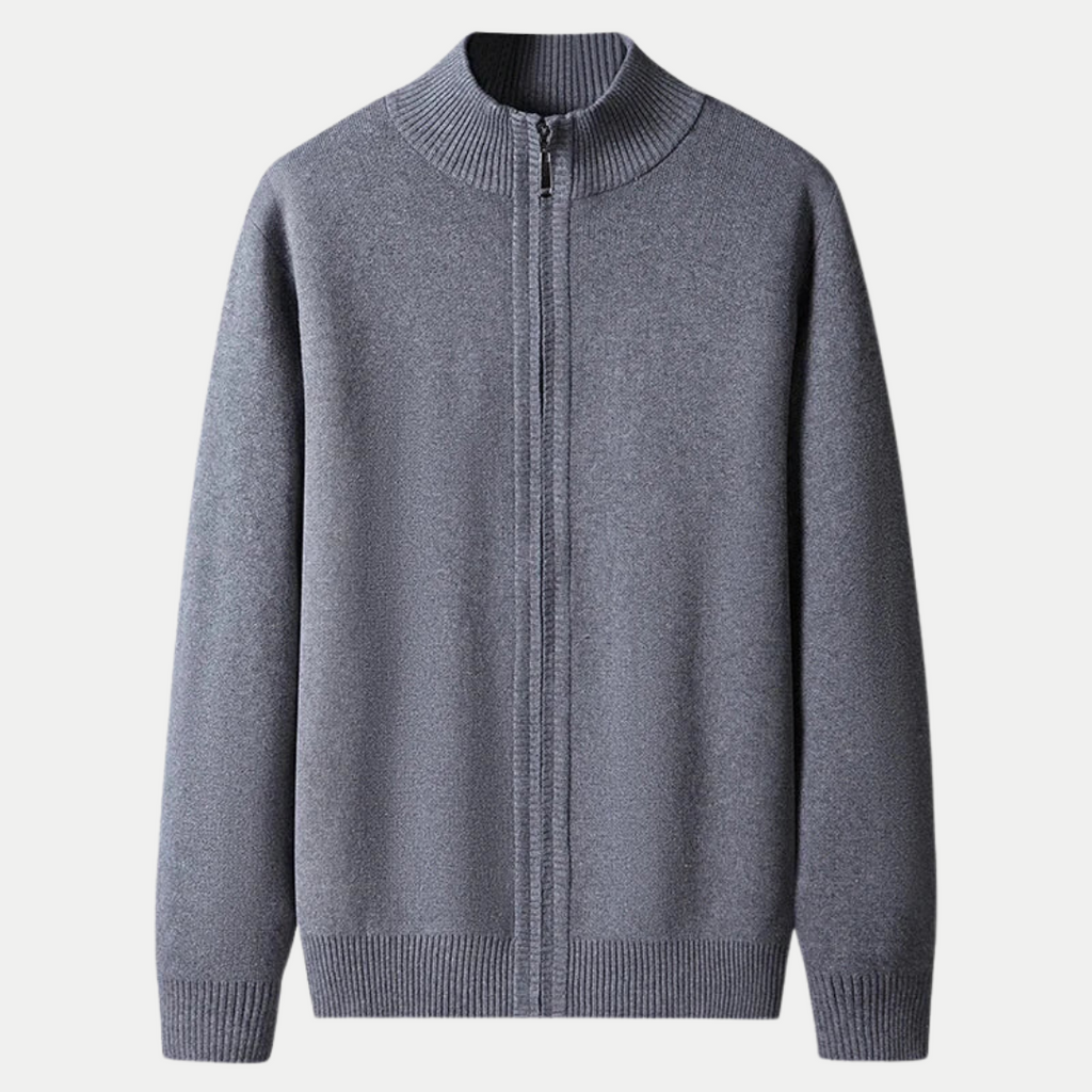Hommes Cardigan zippé en coton, coloris Gris
