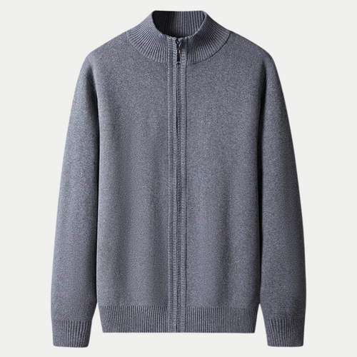 Hommes Cardigan zippé en coton, coloris Gris