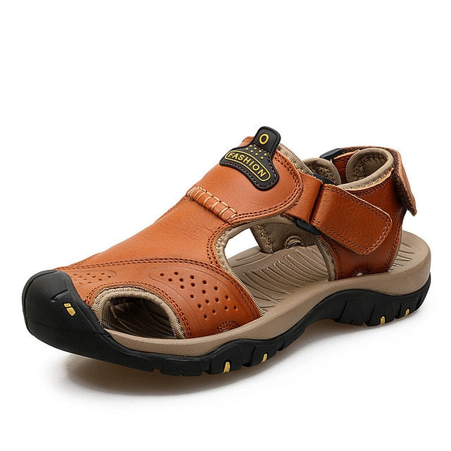 Sandales en cuir, coloris Café
