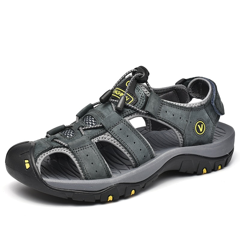 Sandales en cuir, coloris Gris
