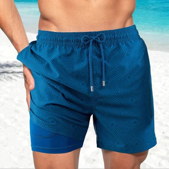 Short de bain homme d'ete, coloris Bleu