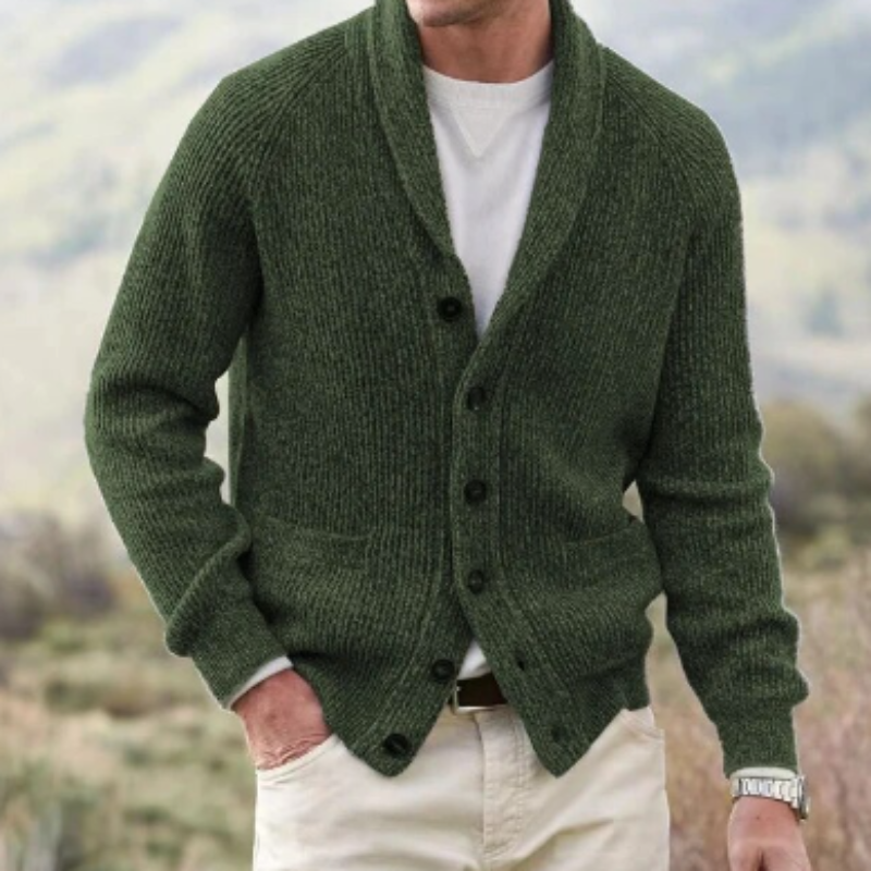 Cardigan Vintage Homme en Laine Boutonné, vue 6