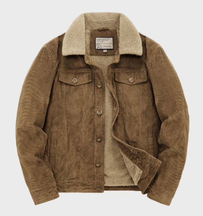 Veste Trucker Homme en Velours Côtelé, coloris Kaki