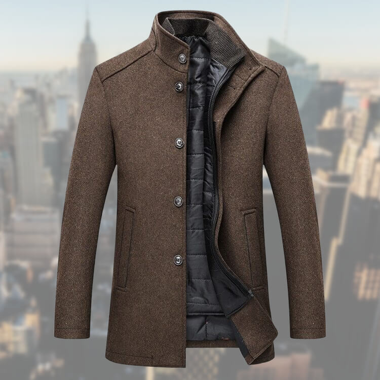 Manteau d’Hiver Homme en Mélange de Laine avec Gilet Amovible, vue principale
