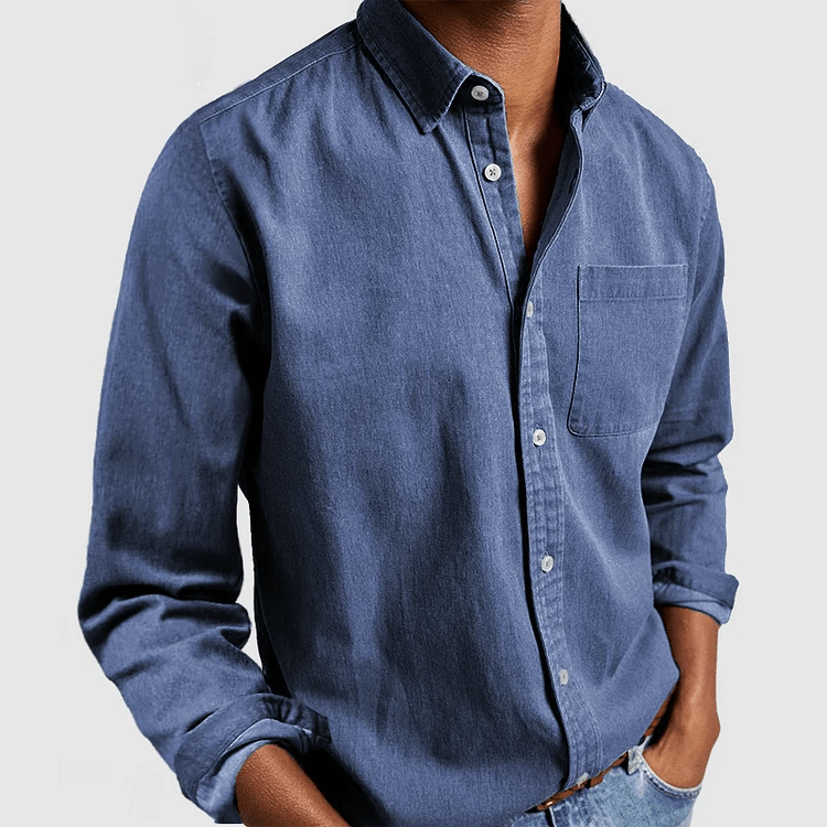 Chemise homme à manches longues et col classique, coloris Bleu