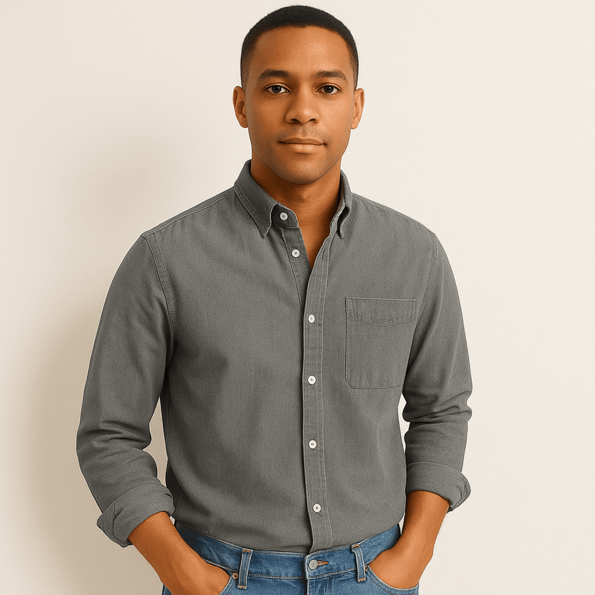 Chemise homme à manches longues et col classique, vue 7
