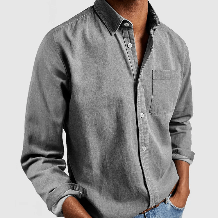 Chemise homme à manches longues et col classique, coloris Gris