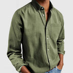 Chemise homme à manches longues et col classique, coloris Verte