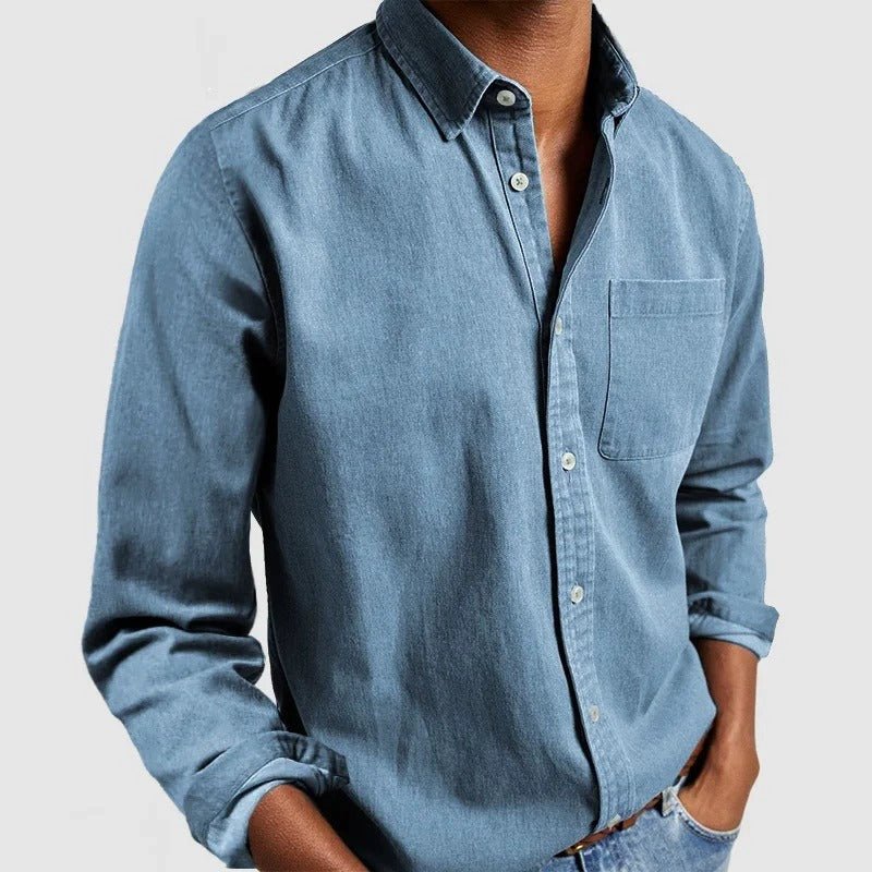 Chemise homme à manches longues et col classique, coloris Bleu clair