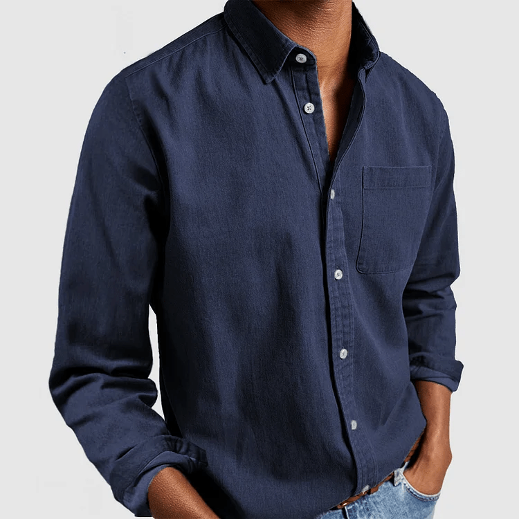 Chemise homme à manches longues et col classique, coloris Bleu marine