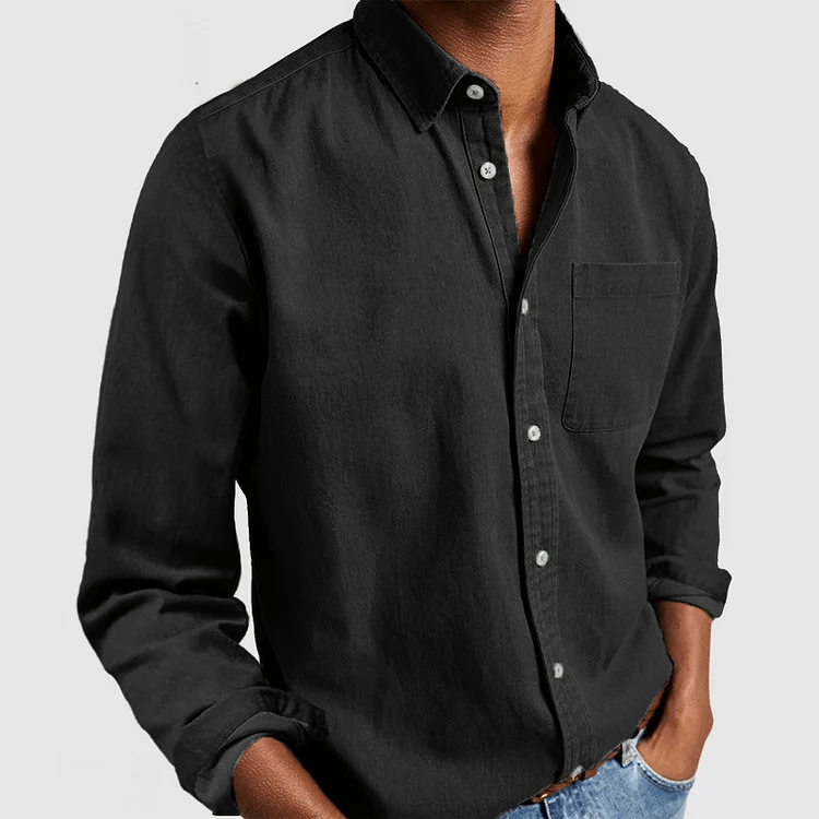 Chemise homme à manches longues et col classique, coloris Noir