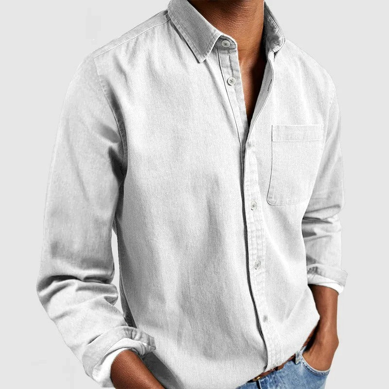 Chemise homme à manches longues et col classique, coloris Blanc