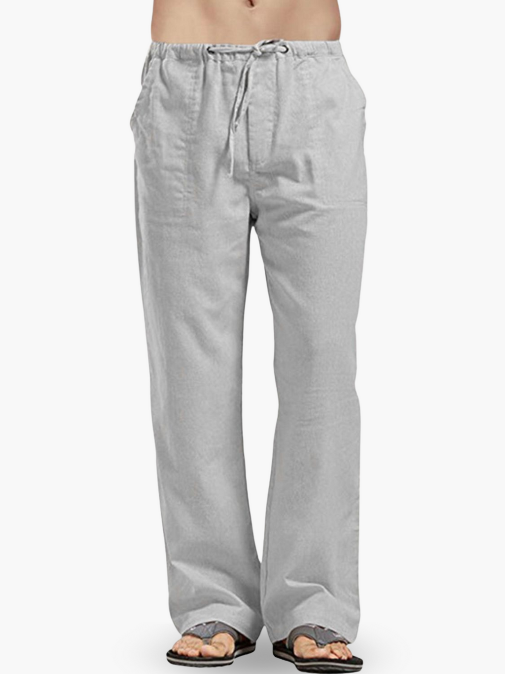 Pantalon Homme Coton-Lin à Cordon, coloris Gris