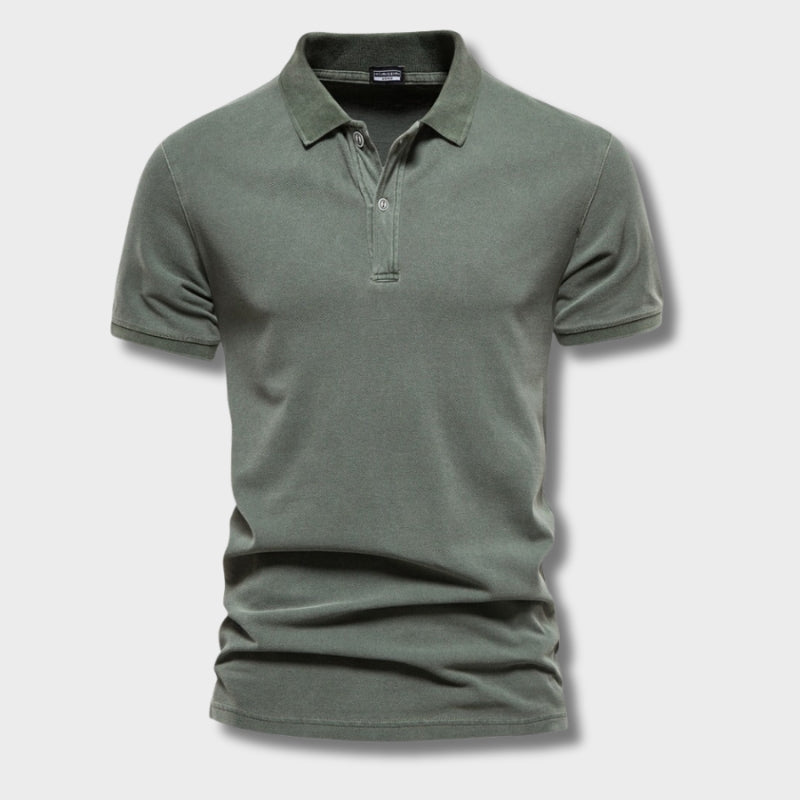Polo Homme en Laine Mérinos, coloris Vert
