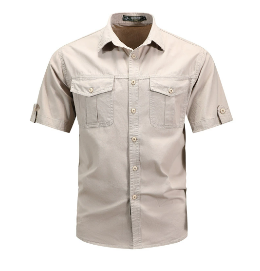 Chemise homme manches courtes coton, coloris Beige